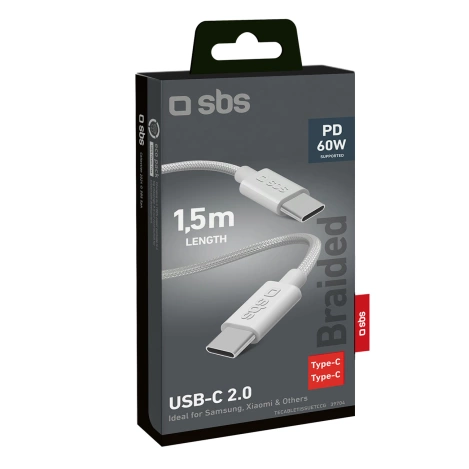 SBS TECABLETISSUETCCG USB-C - USB-C 1.5m 60W braided cable - gray