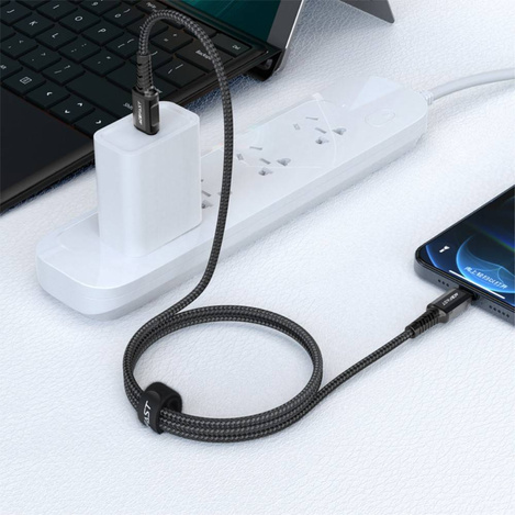 Kabel MFI USB-C - Apple Lightning 3A 1,2m Szybkie Ładowanie i Przesyłanie Danych Acefast Aluminium Alloy Charging Data Cable (C1-01) czarny