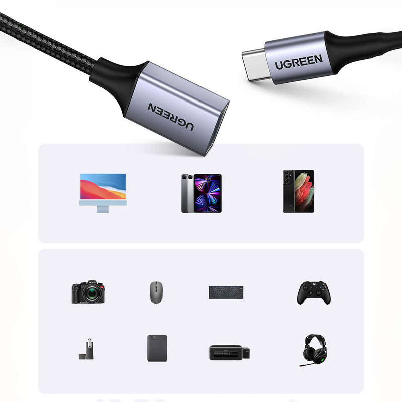 Ugreen OTG adapter cable USB-C (male) - USB-A (female) 5Gb/s 0.15m black (US378)