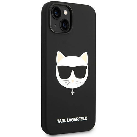 Original Case IPHONE 14 PLUS Karl Lagerfeld Hardcase Silicone Choupette Head Magsafe black