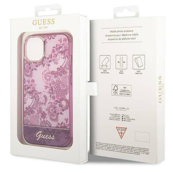 Guess Porcelain Collection - Etui iPhone 14 Plus (fuksja)