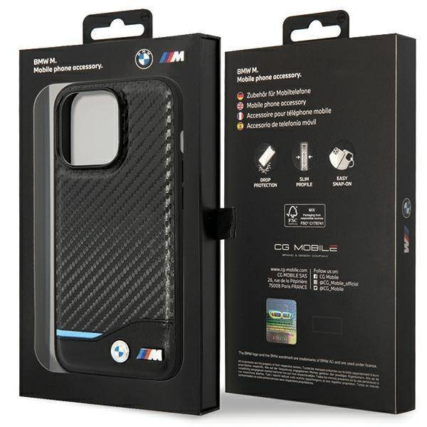 Hülle BMW BMHCP13X22NBCK iPhone 13 Pro Max 6,7&quot; schwarz/schwarz Hardcase Leder Carbon