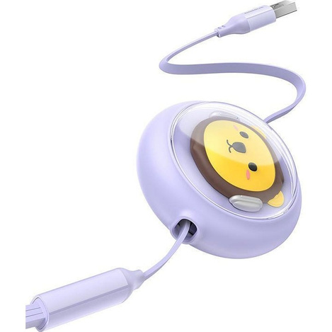 BASEUS zwijany kabel USB do Micro/Lightning/Typ C 3w1 Leo 3.5A 1.1m fioletowy CB000063