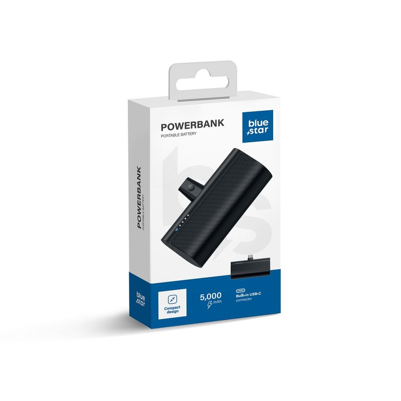 BLUE STAR powerbank 5000 mAh z wbudowanym złączem Typ C 2,1A W0556 czarny