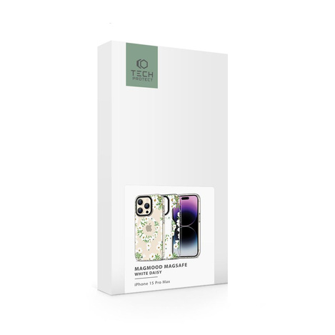 Etui APPLE IPHONE 15 PRO MAX Tech-Protect MagMood MagSafe White Daisy transparentne