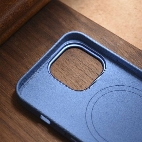 iCarer Case Leather genuine leather case for iPhone 14 Pro hellblau (WMI14220710-LB) (MagSafe compatible)