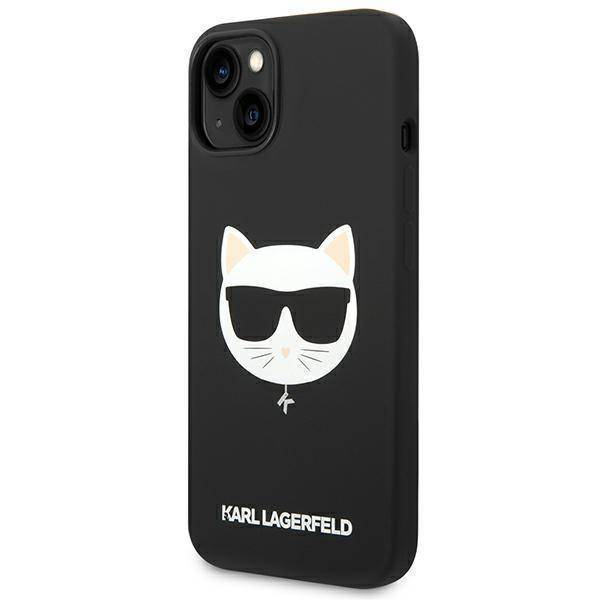 Original Case IPHONE 14 PLUS Karl Lagerfeld Hardcase Silicone Choupette Head Magsafe black