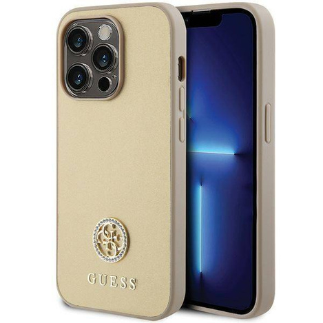Guess GUHCP15XPS4DGPD iPhone 15 Pro Max 6,7&quot; Gold/Gold Hardcase Strass Metall Logo