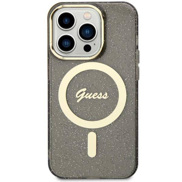Guess GUHMP14XHCMCGK iPhone 14 Pro Max 6,7" schwarz/schwarze Hardcase Glitter Gold MagSafe