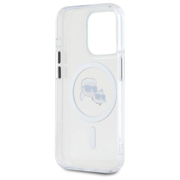 Etui Karl Lagerfeld IML Metal Karl&Choupette Head MagSafe na iPhone 15 Pro - białe