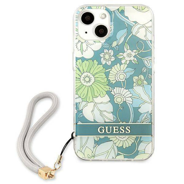 Schutzhülle IPHONE 13 MINI Guess Hardcase Flower Strap (GUHCP13SHFLSN) grün