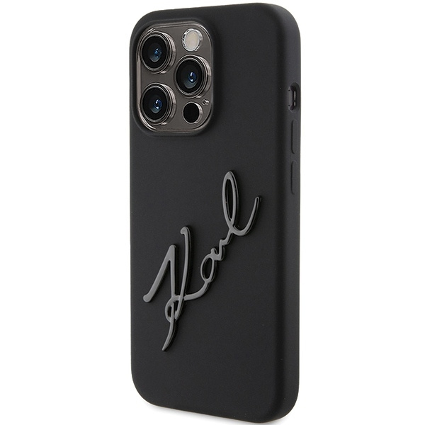 Karl Lagerfeld Silikon Karl Script Hülle für iPhone 15 Pro – Schwarz