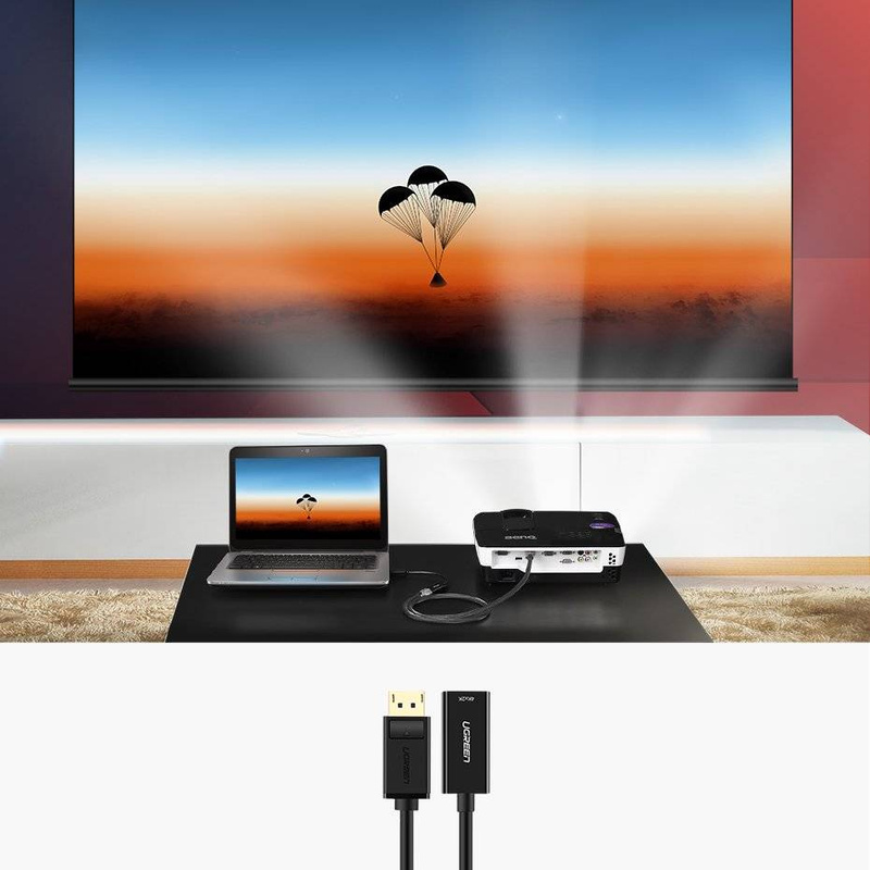 Ugreen przejściówka kabel przewód HDMI - DisplayPort 4K 30Hz 12bit czarny (40363)