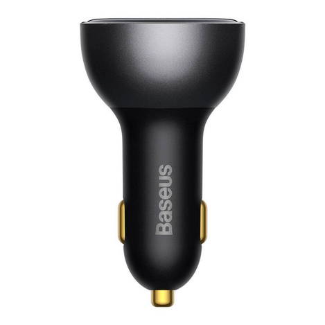 BASEUS ładowarka samochodowa Digital Display Dual USB + Typ-C 140W (z kablem Typ-C do Typ-C 240W 1m Czarny)