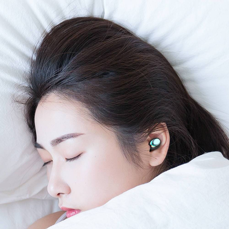 Słuchawki bezprzewodowe dokanałowe Bluetooth 5.0 HF TWS F9-5 z wyświetlaczem pchełki czarne