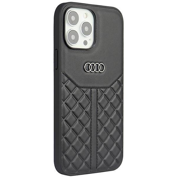 Audi Echtleder iPhone 13 Pro Max 6,7&quot; schwarz/schwarz Hardcase AU-TPUPCIP13PM-Q8/D1-BK