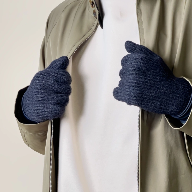 Geflochtene Telefonhandschuhe mit Aussparungen für die Finger – schwarz