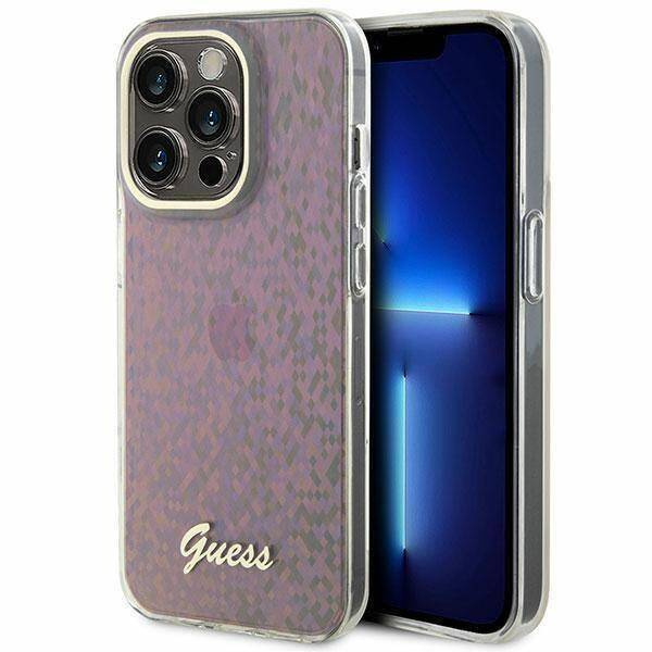 Etui Guess IML Faceted Mirror Disco Iridescent do iPhone 15 Pro Max - różowe