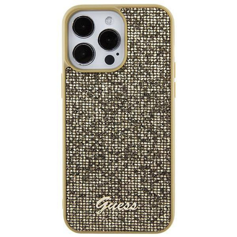 Guess Disco Metal Script Hülle für iPhone 15 Pro Max – Gold