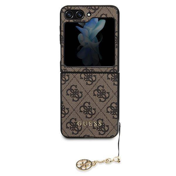 Original Handyhülle SAMSUNG GALAXY Z FLIP 5 Guess Hardcase 4G Charms Collection (GUHCZF5GF4GBR) braun