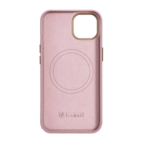 iCarer Case Leather genuine leather case for iPhone 14 Plus rosa (WMI14220711-PK) (MagSafe compatible)