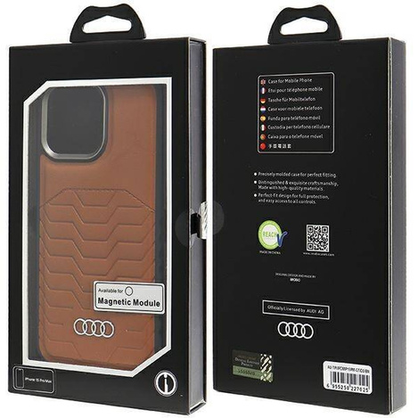 Audi Synthetic Leather MagSafe iPhone 15 Pro Max 6.7" brązowy/brown hardcase AU-TPUPCMIP15PM-GT/D3-BN