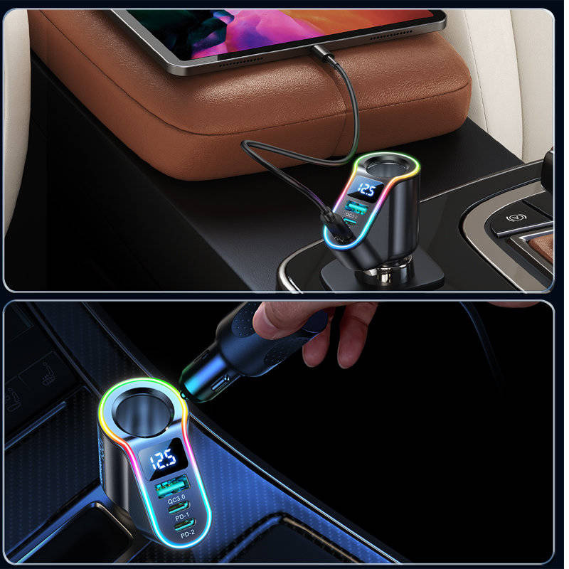 Joyroom Auto-Schnellladegerät 4in1 USB-A QC3.0 / 2xUSB-C PD 150W schwarz (JR-CL21)