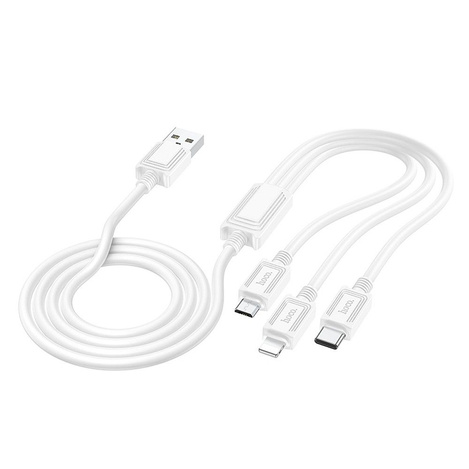HOCO kabel 3w1 USB A do Lightning / Micro USB / Typ C 2A X74 1 m biały