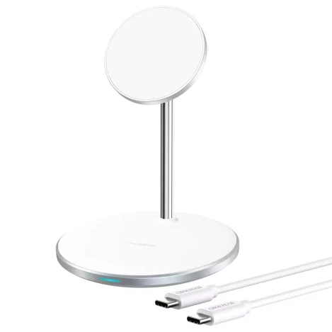 Choetech ładowarka bezprzewodowa Qi 15W do iPhone i AirPods uchwyt magnetyczny kompatybilny z MagSafe srebrny (T581-F)