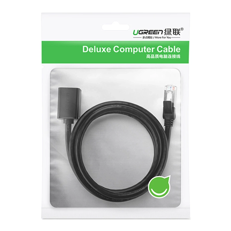 Ugreen przedłużacz kabel internetowy Ethernet RJ45 Cat 6 FTP 1000 Mbps 1 m czarny (NW112 11279)