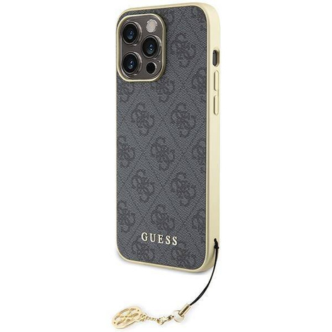 Guess 4G Charms Collection Hülle für iPhone 15 Pro Max – Grau