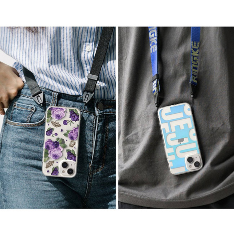 Ringke Fusion Design Armoured Case Cover mit Gelrahmen für iPhone 14 Plus transparent (Purple Rose) (FD637E29)