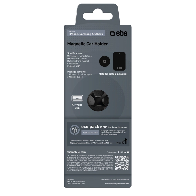Uchwyt na smartfona SBS TESUNSUPMAGK kompatybilny z MagSafe, na kratkę nawiewu - czarny
