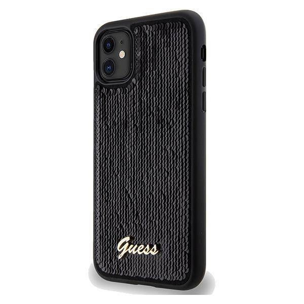 Guess nakładka do iPhone 11 GUHCN61PSFDGSK HC SEQUIN SCRIPT METAL czarna