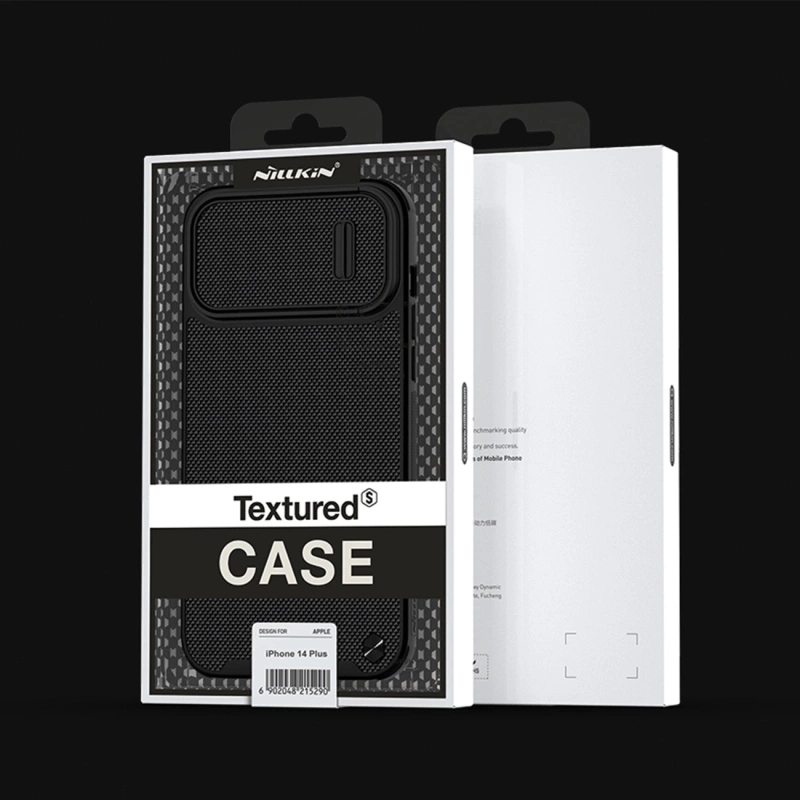 Nillkin Textured S Case für iPhone 14 Plus, gepanzerte Hülle mit Kameraabdeckung, blau