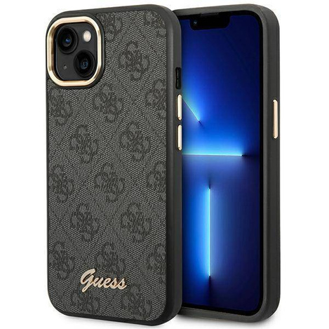 Oryginalne Etui IPHONE 14 PLUS Guess Hard Case 4G Vintage Gold Logo (GUHCP14MHG4SHK) czarne