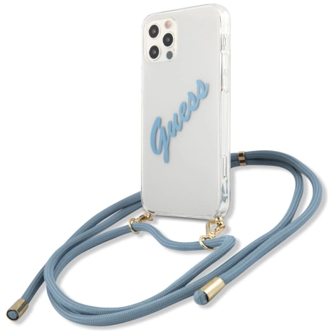 Guess GUHCP12MCRTVSBL iPhone 12/12 Pro 6,1" niebieski/blue hardcase Script Vintage