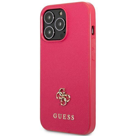 Original Handyhülle IPHONE 13 PRO Guess Hardcase Saffiano 4G Small Metal Logo (GUHCP13LPS4MF) rosa