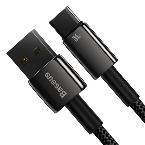 Baseus Tungsten Gold cable USB-A - USB-C 480Mb/s 100W 2m black (CAWJ000101)