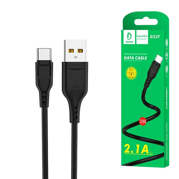 KABEL USB TYP-C DENMEN 2.1A CZARNY 2M USB 2.1A D23