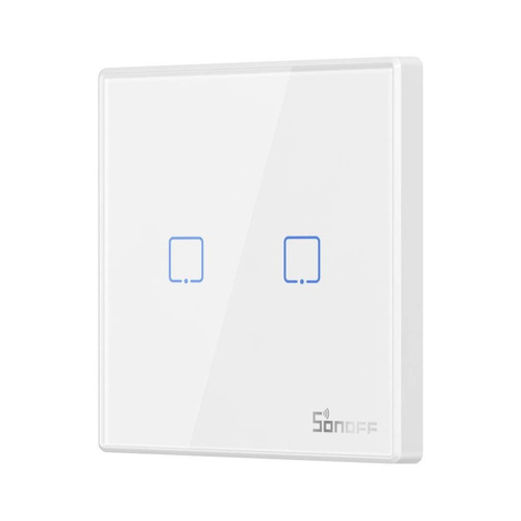 Sonoff T2EU2C-RF dwukanałowy dotykowy włącznik światła przełącznik przycisk Wi-Fi na pilot 433 MHz  biały (M0802030010)