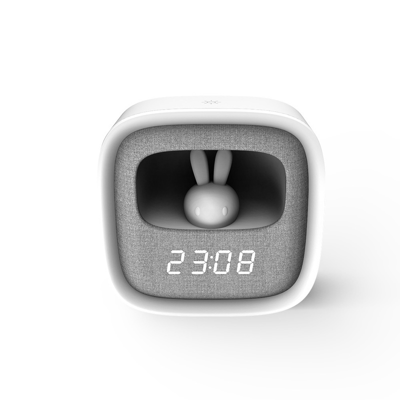 Budzik z nocnym króliczkiem LED PURE FNL-06 AURORA biały kwadratowy Forever Light