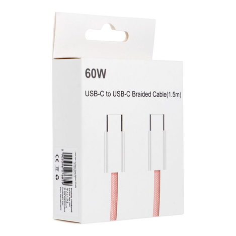Kabel Typ C do Typ C PD QC3.0 3A 60W C263 1,5 m różowy
