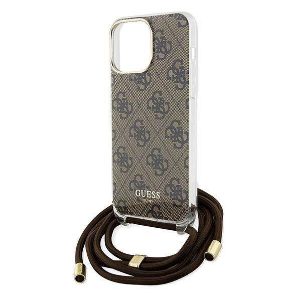 Guess nakładka do iPhone 15 Pro 6,1" GUHCP15LHC4SEW HC CROSSBODY CORD 4G PRINT brązowa