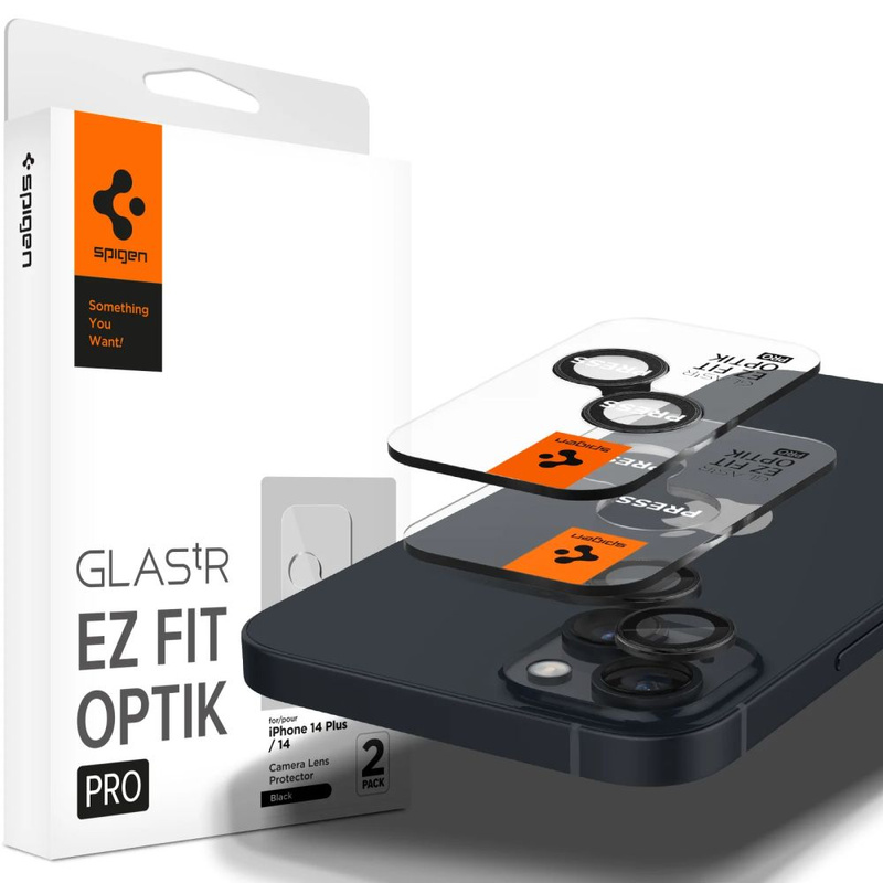 Kameraabdeckung IPHONE 14 / 14 PLUS Spigen Optik.TR Camera Protector 2-Pack schwarz