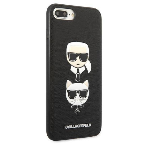 Karl Lagerfeld Saffiano Karl & Choupette Heads - Etui iPhone 8 Plus / 7 Plus (czarny)