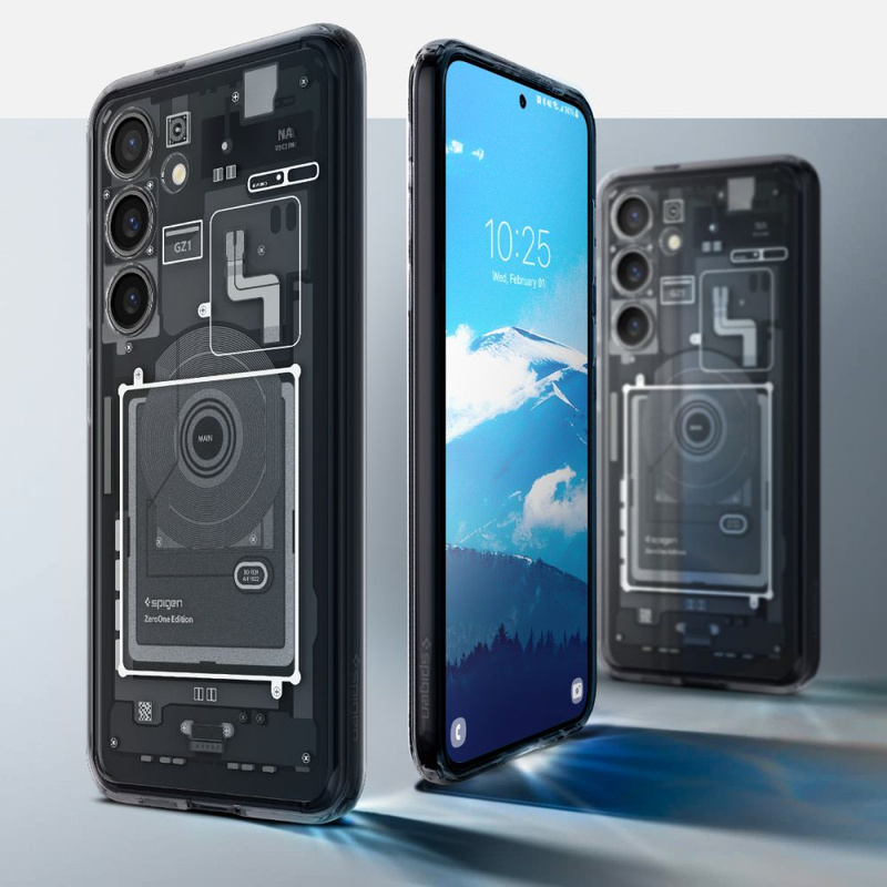Spigen Ultra Hybrid-Hülle für Samsung Galaxy S24 – Dunkelgrau (Zero One-Muster)