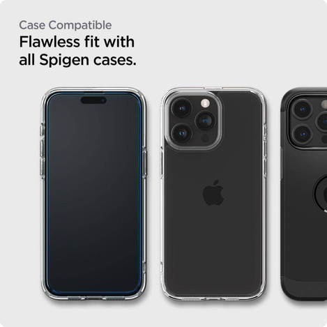 TEMPERED GLASS Spigen ALM GLASS FC 2-PACK IPHONE 15 PRO MAX BLACK