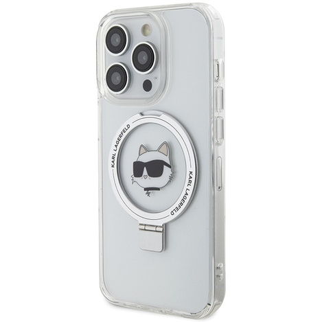 Karl Lagerfeld KLHMP15LHMRSCHH iPhone 15 Pro 6,1" weiß/weiß Hardcase Ring Stand Choupette Head MagSafe