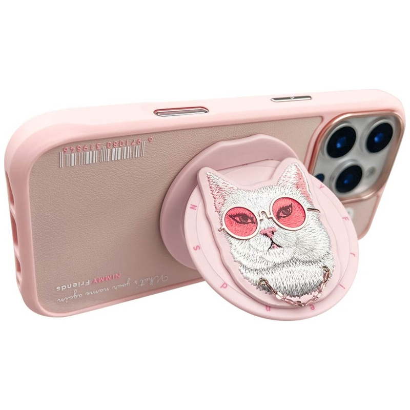Etui Nimmy Glasses Cool Cat MagSafe do    iPhone 16 Pro Max różowy